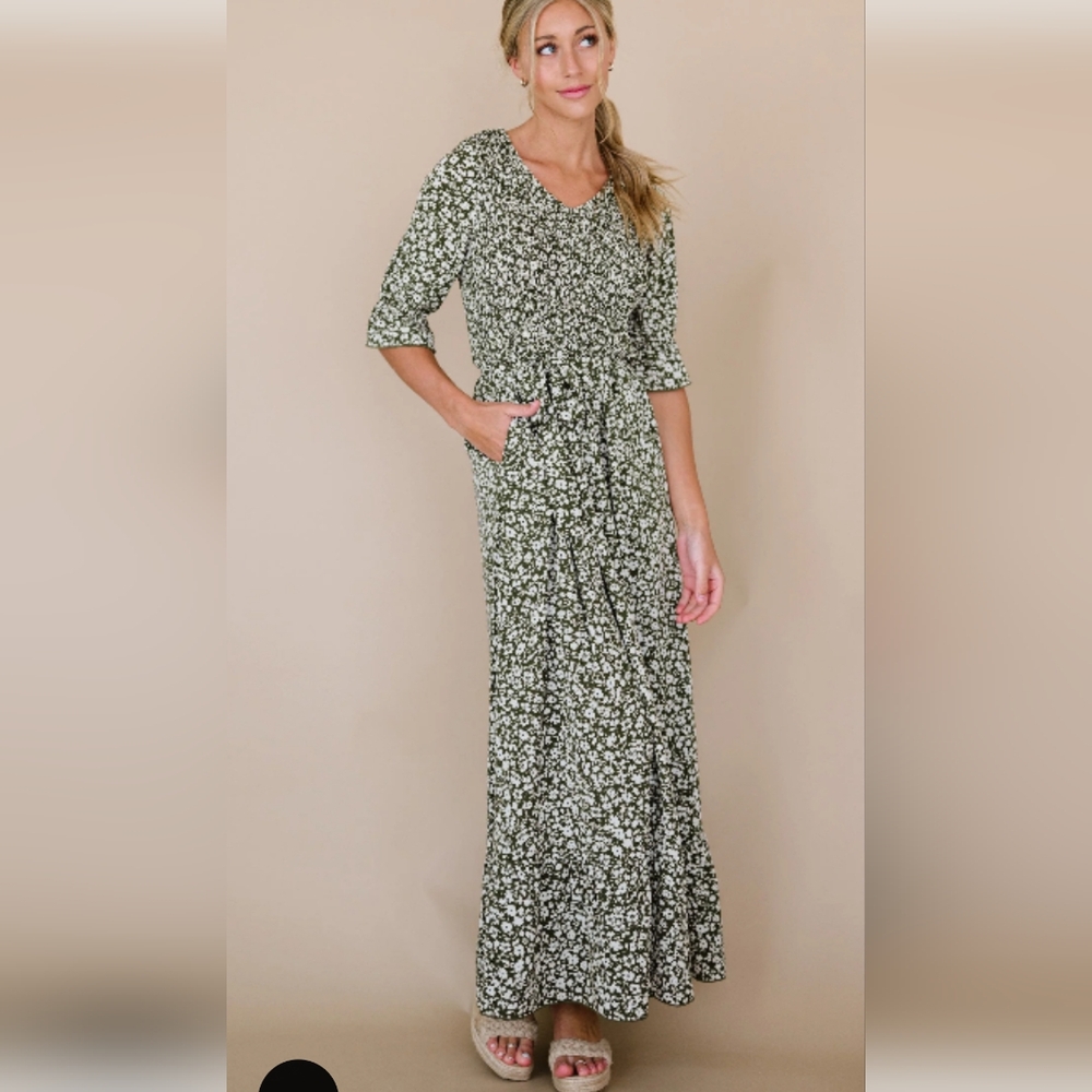 Piper Fehrnvi Floral Green Maxi Dress
